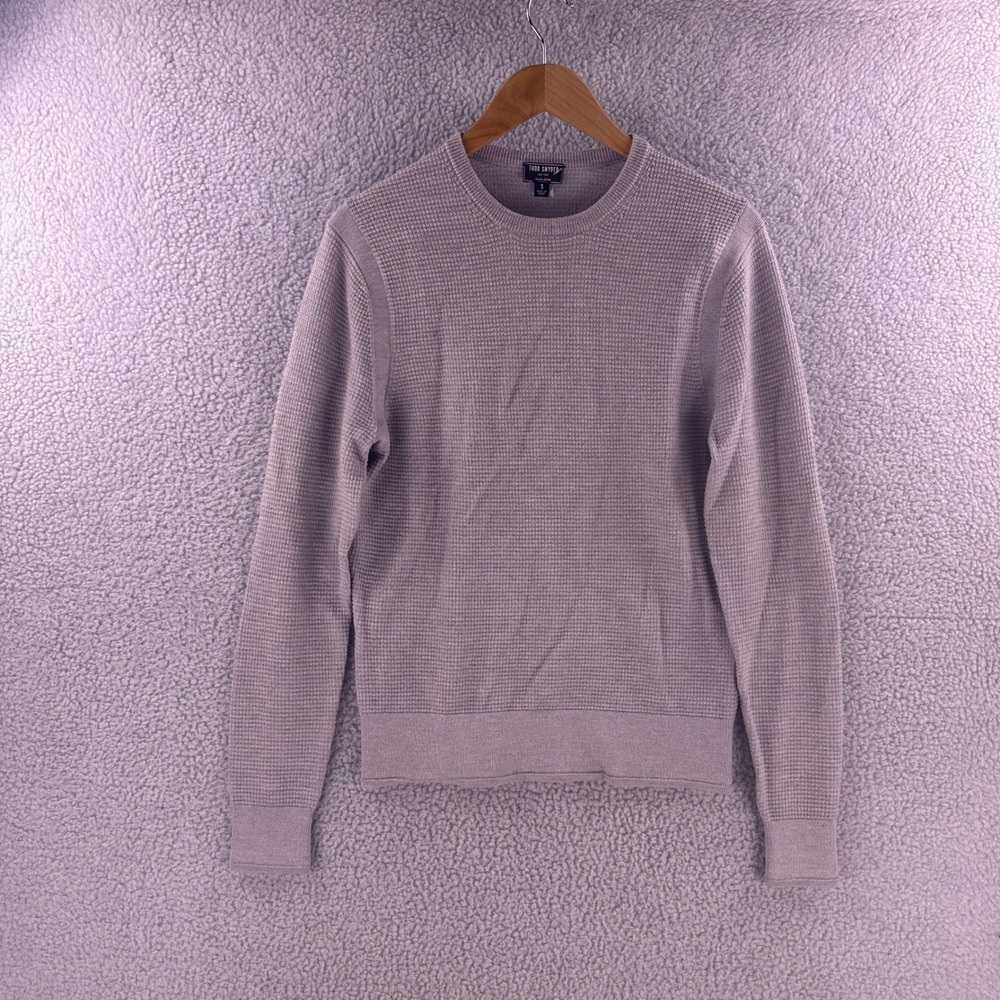 Todd Snyder Mens Small Grey Italian Merino Waffle Knit Sweater Old Money Soft